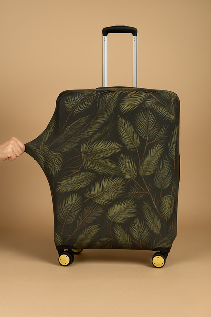 Tropik Yaprak Desenli Valiz Kılıfı – Elastik Koruma Kılıfı (S/M/L)