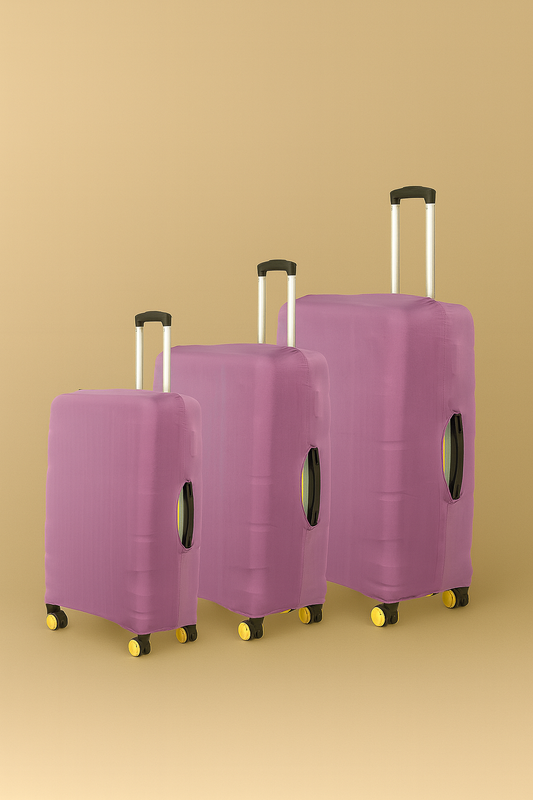 LuggageAlly 3’lü Lila Bavul Kılıfı Seti (S/M/L) – Esnek, Su İtici, Toz Geçirmez ve Yıkanabilir Valiz Koruyucu