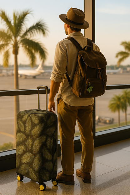 Tropik Yaprak Desenli Valiz Kılıfı – Elastik Koruma Kılıfı (S/M/L)