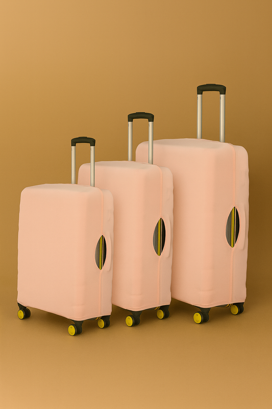 LuggageAlly 3’lü Pudra Renkli Bavul Kılıfı Seti (S/M/L) – Esnek, Su İtici ve Yıkanabilir Valiz Kılıfı